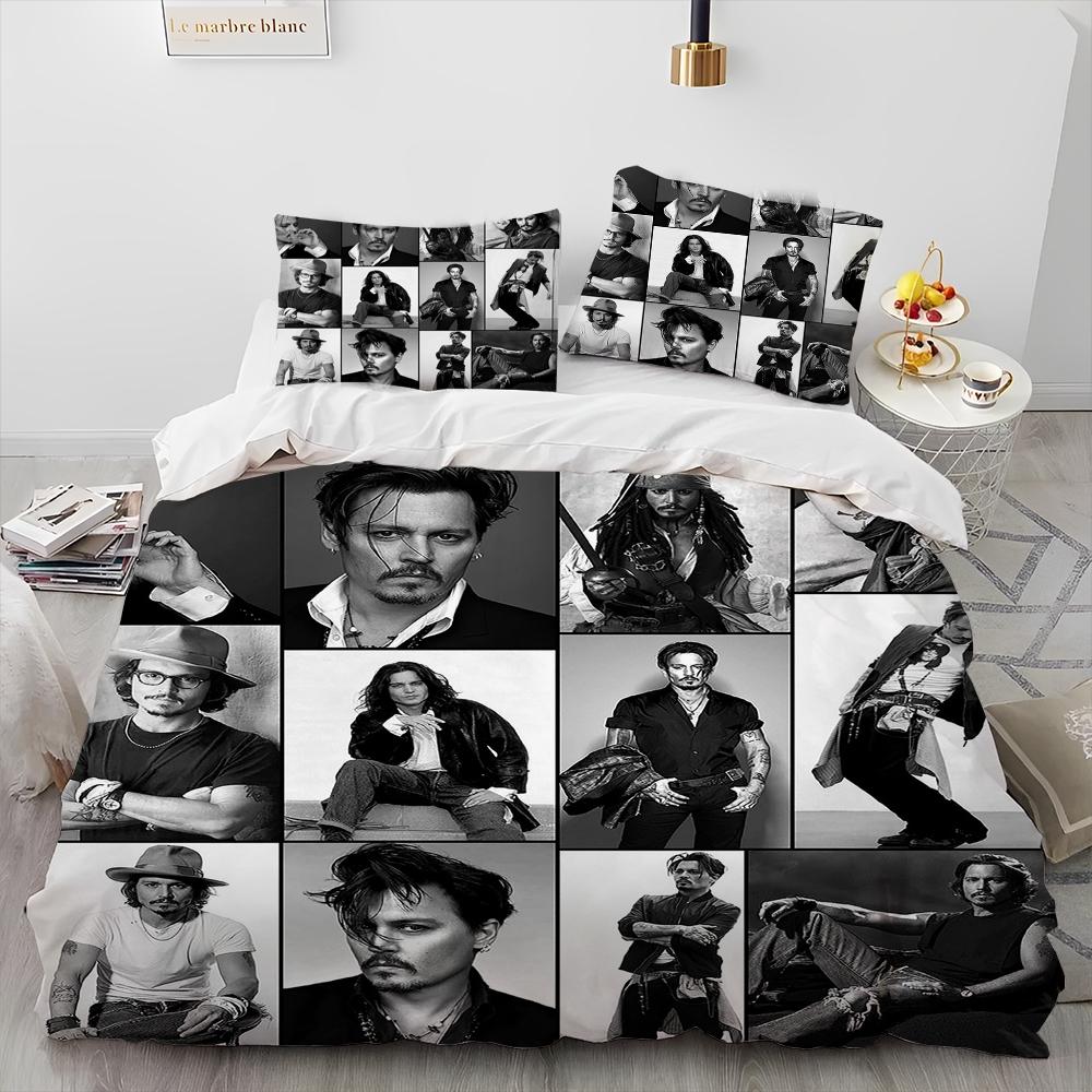 3D Printing Johnny Depp Series Comforter Bedding SetDuvet Cover Bed Set Quilt Cover PillowcaseKing Queen Size Bedding Set Kids