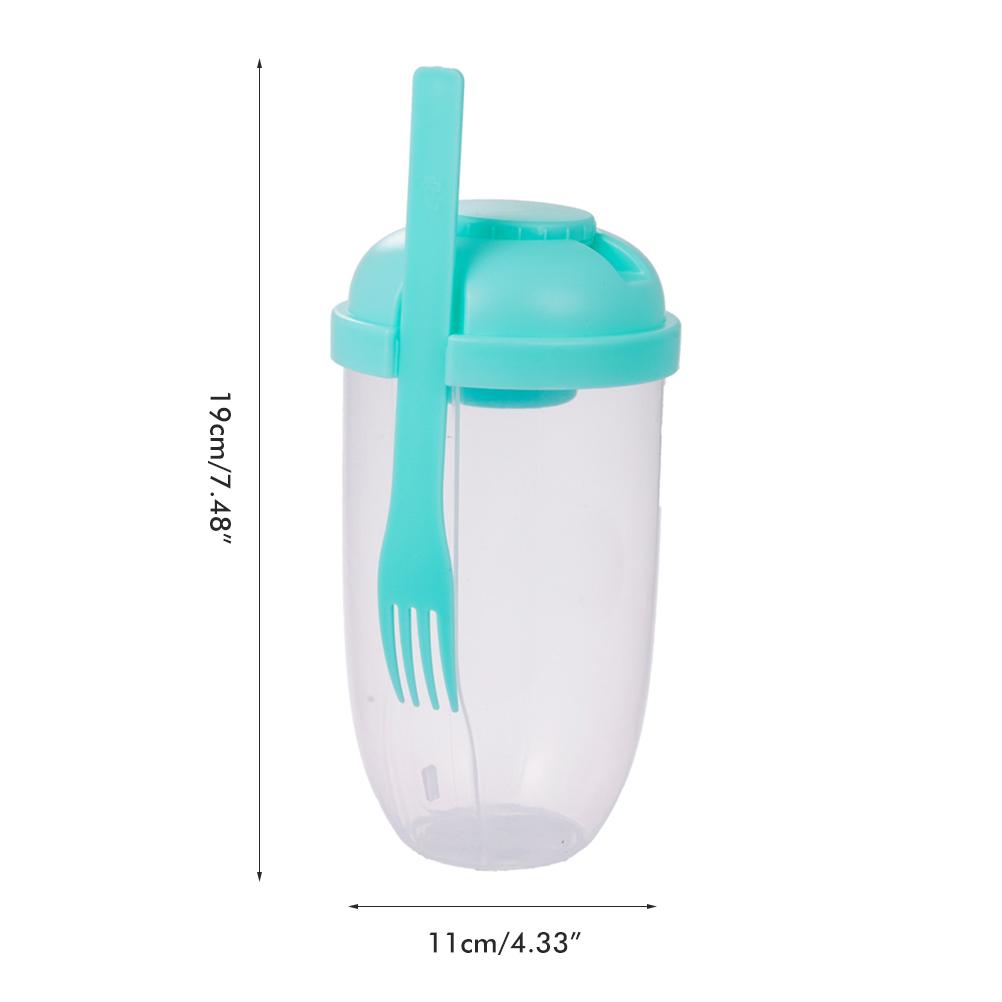 Fresh Salad Container Serving Cup with Dressing Container Fork Portable Plastic Food Storage Bottle for Picnic Lunch L 573₽