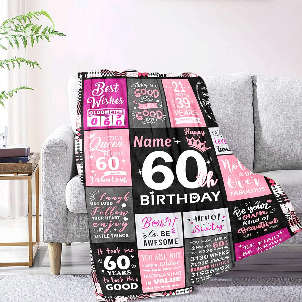 60Th Birthday Celebration Embrace Your Fabulous Age Multipurpose Customizable Blanket Customize Text Comfortable Texture Great For Sofa Couch Office