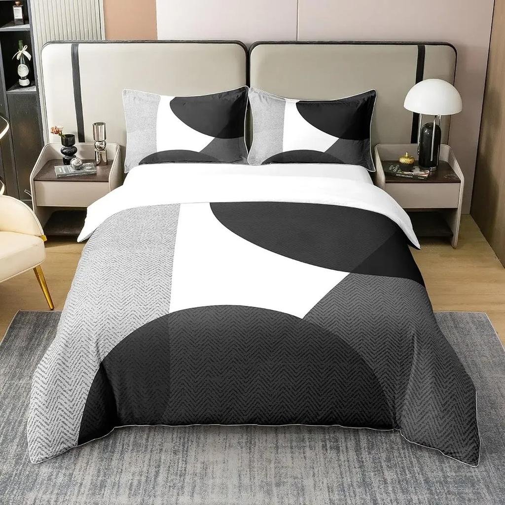 Geometric Duvet Cover For Boys Comforter Cover Set Twin Size Strip Lines Bedding Set With 2 Pillow Case 3Pcs Bedroom Decor