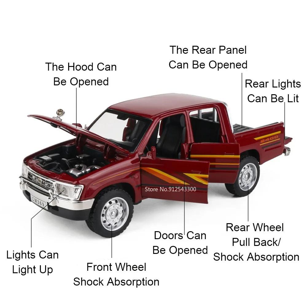 1:32 HILUX RAM MAMMOTH Model Car Toy Alloy Diecast Sound Light Pull Back Shock Absorption Off-road Pickup Vehicle Boys Gifts