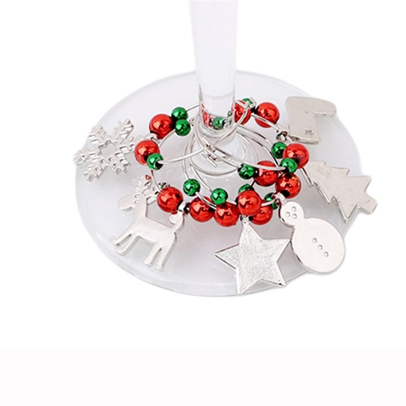 Weihnachten Weinglas Ring Tasse Ornament Dekorationen Anhänger Tischdekoration