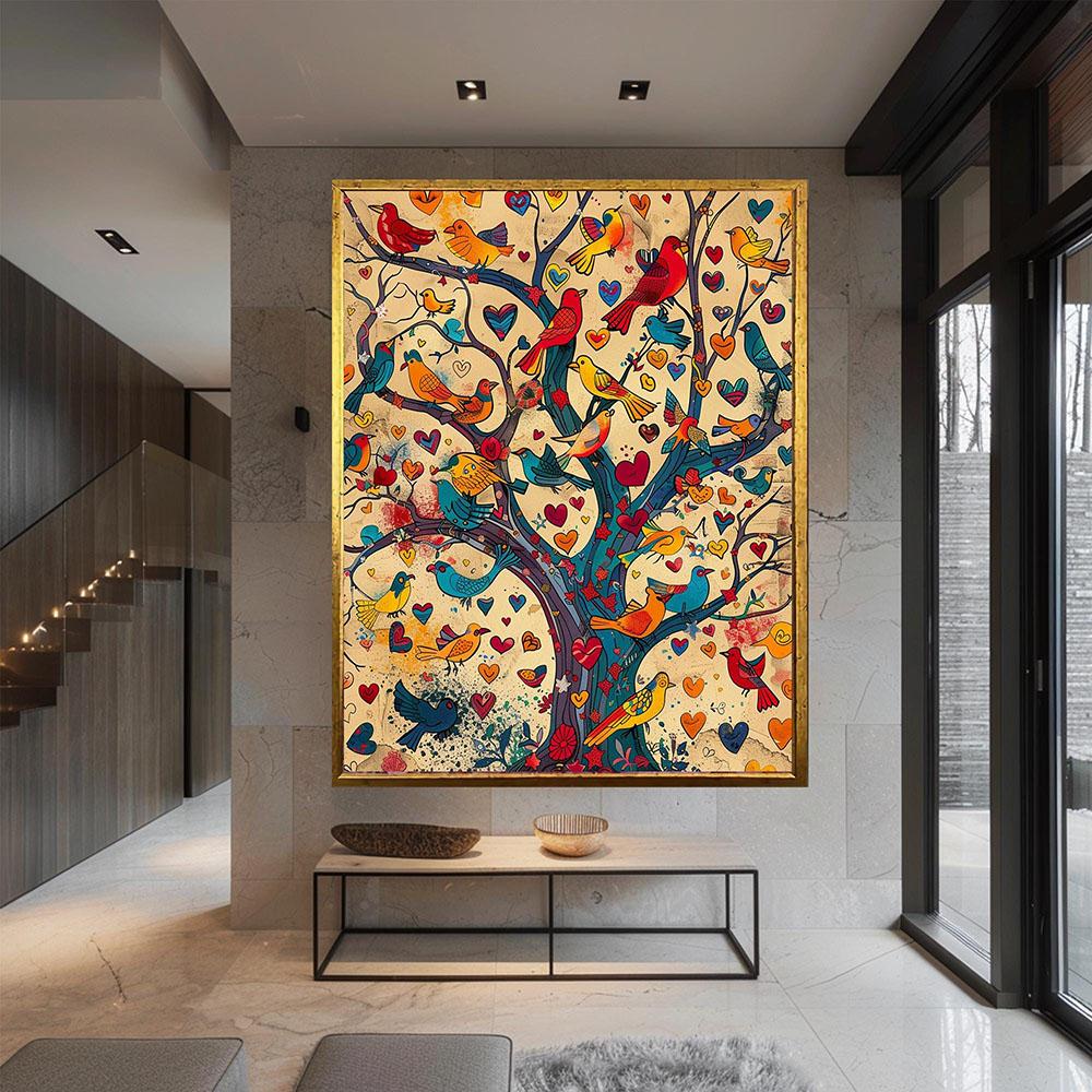Art Blossoming Tree Bohemian Poster Canvas Print Painting Study Studio Living Room Home Decor Indian of Life Vintage Folk