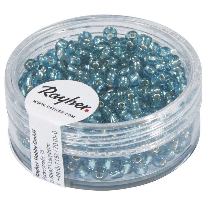 Rocailles,2.6 Mm Av. Silver Trim, 16 G Box, Turquoise