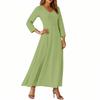 Dresses For Womens Vintage Tunic Waisted Midi Dress Summer Casual  3/4 Sleeve Dress