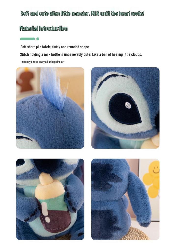 Stitch Plush Baby Bottle Toy - Creative & Cute Soothing Doll for Children