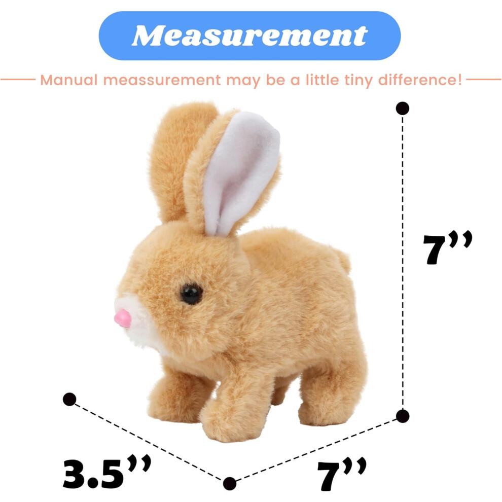 Hopping Rabbit Interactive Plush Bunny Toy with Sounds, Movements & Wiggle Ears – Compatible with Toddlers, Brown, 7"