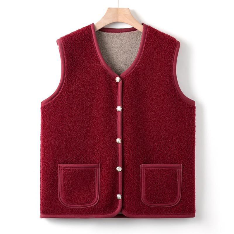 Autumn and Winter New Mother's Casual Vest, Women's Versatile Velvet Vest, Middle-aged and Elderly Grandma's Back