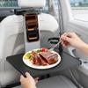 Universal Car Headrest Mounted Foldable Laptop Tray With Phone Support And Extendable Beverage Slot For Office Work