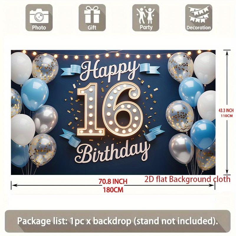 1pc Birthday 16th Gift Box Photo Booth Hanging Banner Polyester