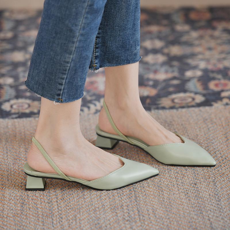 Women s 2025 Summer Pointed Toe Square Heel Sandals 41