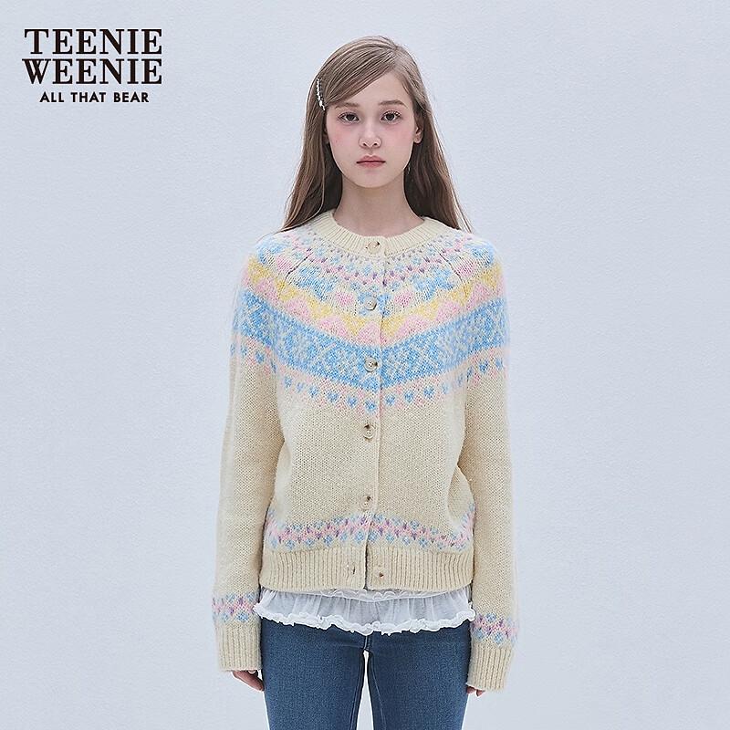 Teenie Weenie Women's Striped Bear Knitted Cardigan