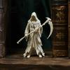 Dark Style Ornament Gothic Grim Reaper Figurine, 3D Printed Hooded Statue with Figurine Sickle, Spooky Robe Decoration for Halloween Indoor