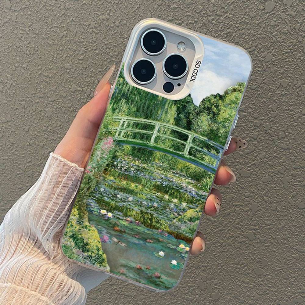 Claude Monet Impressionism Painter Silver Inside Phone Case For iPhone 17 16 15 14 11 12 13 Pro Max Plus X XR XS Max Colored