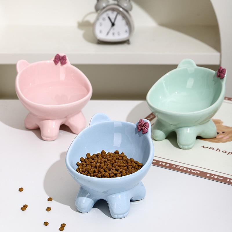 Super Cute Ceramic Cat Bowl Dog Bowl Pet Supplies Cat Rice Bowl Cat Eating Bowl Cat Food Dish Stylish Pet Feeder