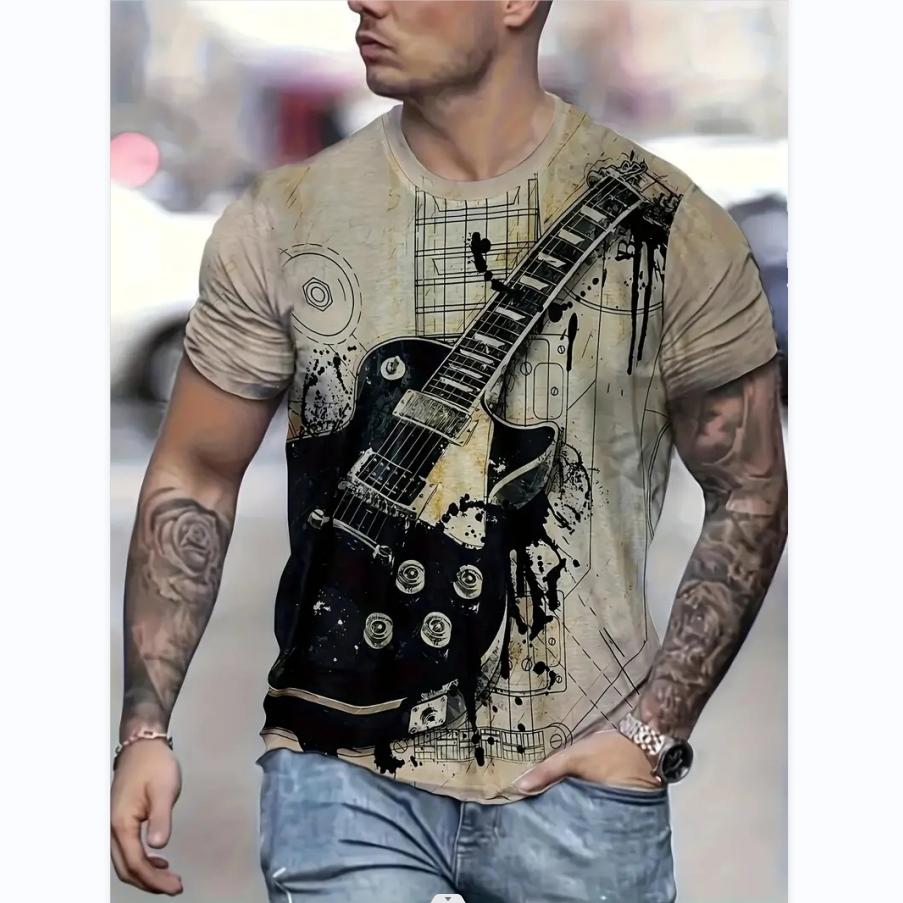 New Summer Men's Fashion T-shirt Personality Wolf Printed Men's T-shirt Top