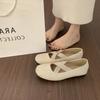 xieyiren Korean version of versatile retro cross strap round head Mary Jane shoes are not tired of casual flat ballet shoes