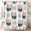 Whimsical Cat Shower Curtain Pink Black Striped Feline Print Polyester Fabric Waterproof Home Decor Item for Bathroom