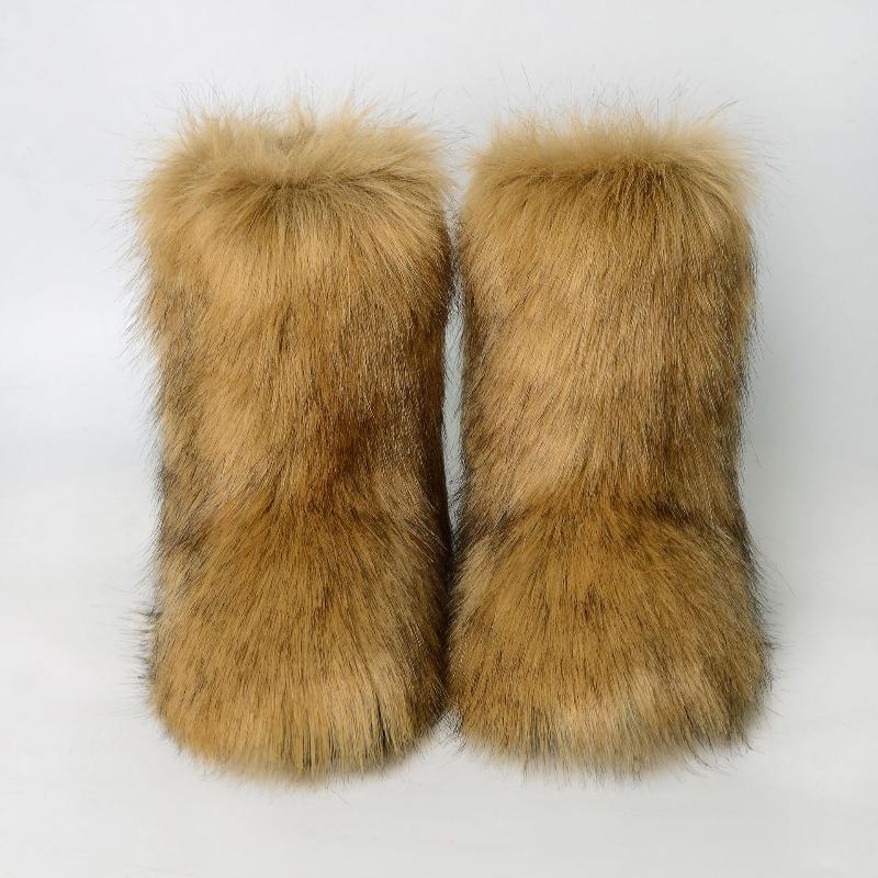 New European and American Spice Girls Fluffy Boots Women'sTide Autumn and Winter Warm Thick-soled Medium Boots Fluffy Boots Shibuya Fashion Snow Boots