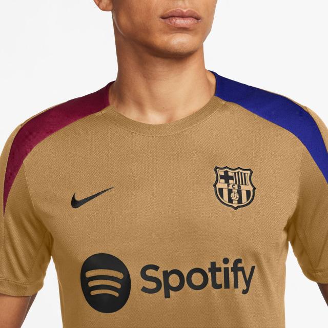Nike X Barcelona Football Club Dri-Fit FCB MNK DF STRK SS Top Breathable Pullover Short Sleeve Football Shirt Men Tops Brown FN9816-717