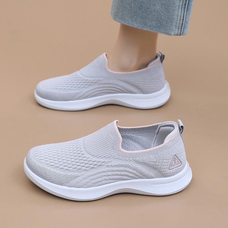 Fashion Breathable Mesh Women's Knit Sneakers Lightweight Non Slip Comfortable Casual Sports Shoes Summer Solid Low-Top Walking Footwear