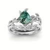 Forest Fresh Green Water Drop Resin Rings for Women Leaves Entwined Design Elegant Party Daily Wear Ring Jewelry
