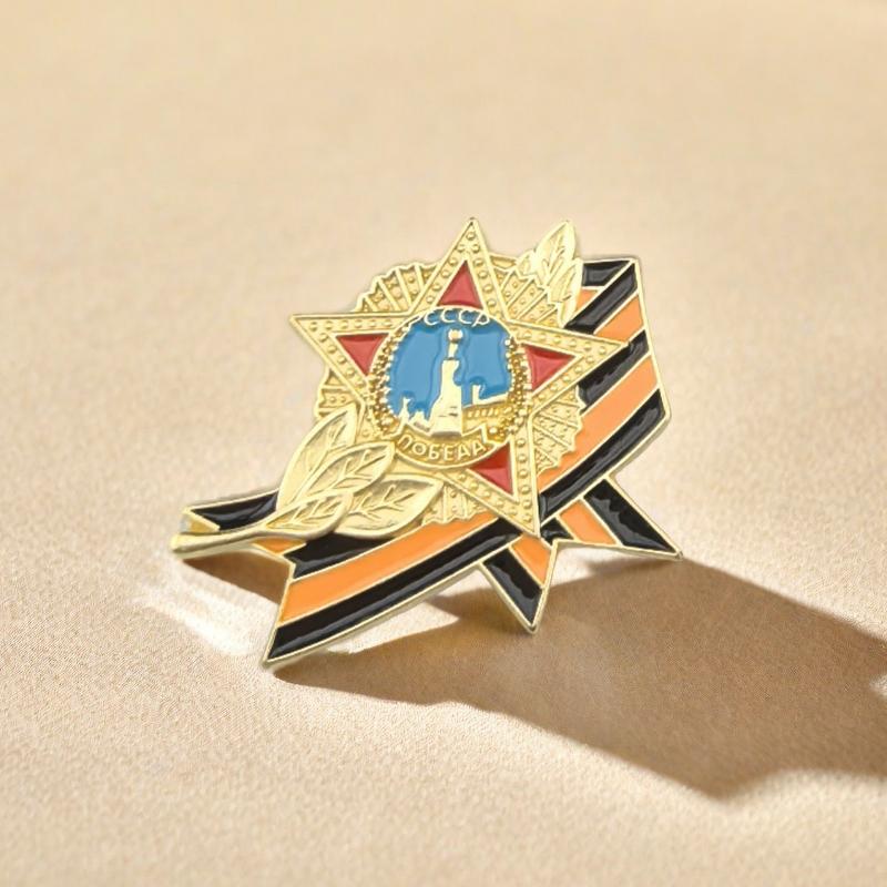 Ribbon Badge With Russian Flag Enamel Lapel Pin Victory Day Order Memorial Brooch Festive Symbol Pin