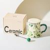 Lily of The Valley Ceramic Water Cup Home Office Large Capacity Coffee Cup Breakfast Cup with Lid Design Coffee Cup