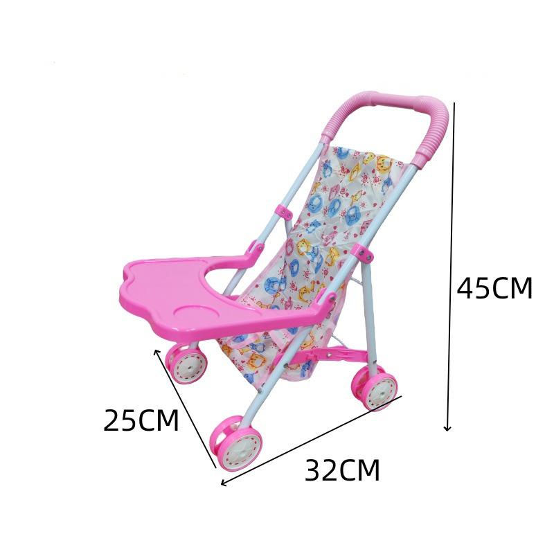 Foldable Children's Play Stroller Toy for Girls – Simulation Square Street Stall Design