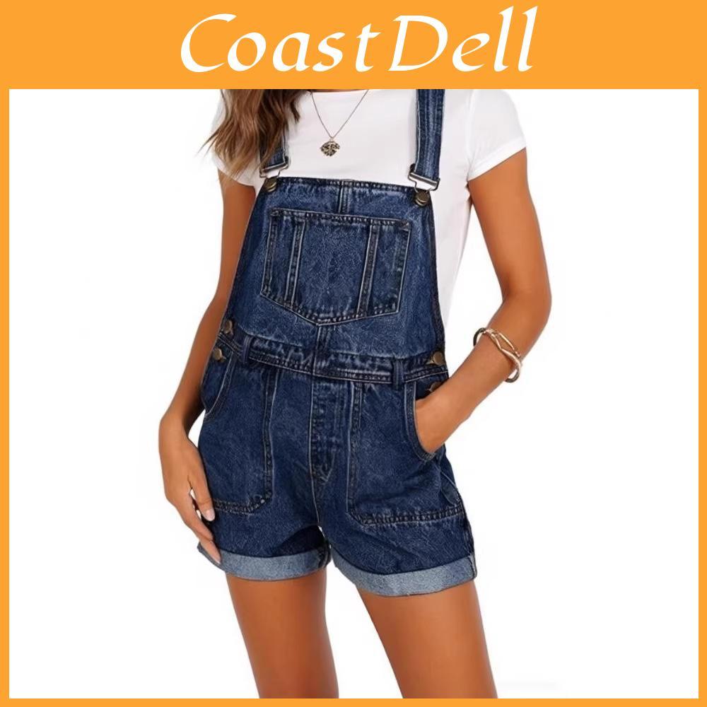 Denim Jumpsuit Mit Hoher Taille Und Verkürzten Hosen Für Lässigen Street Style