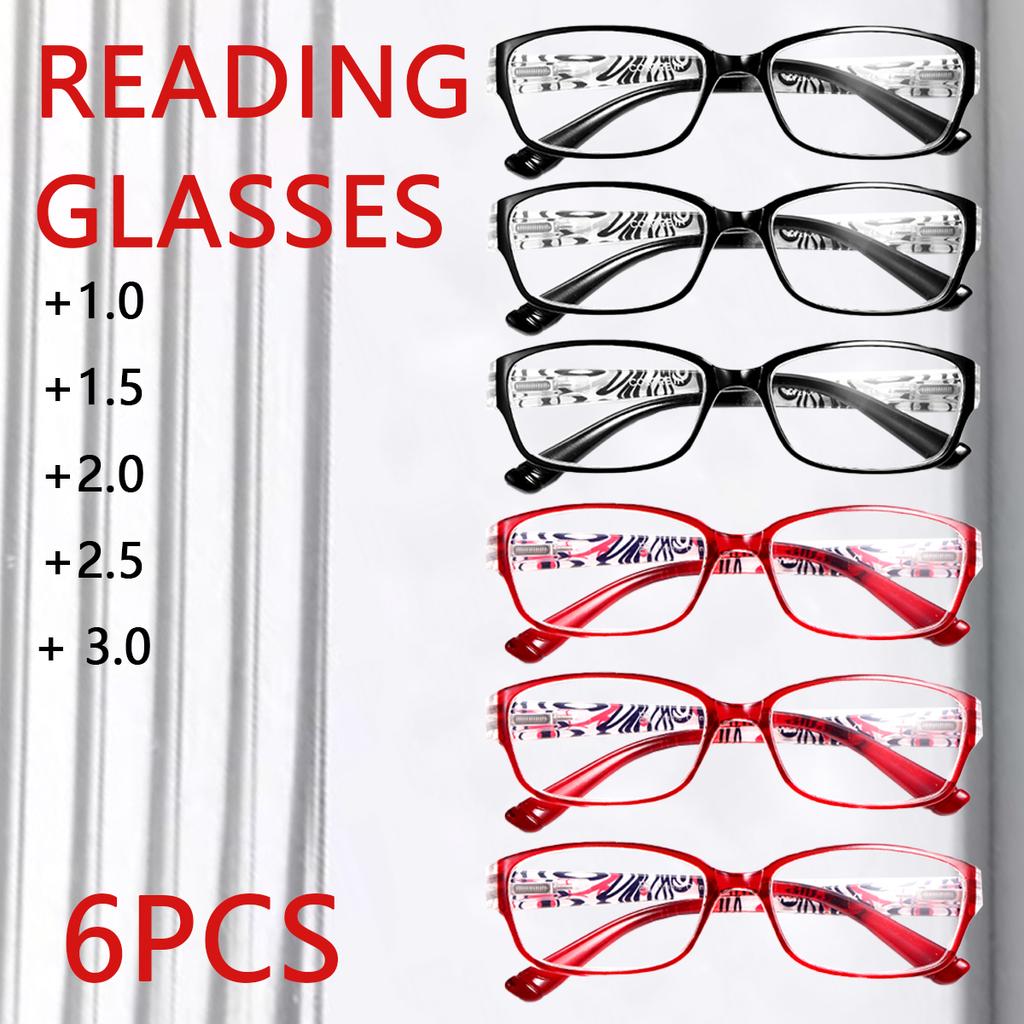 6pcs Women Reading Glasses Anti-blue Light Presbyopic Radiation Protection Portable Ultralight Eyewear Vision Care