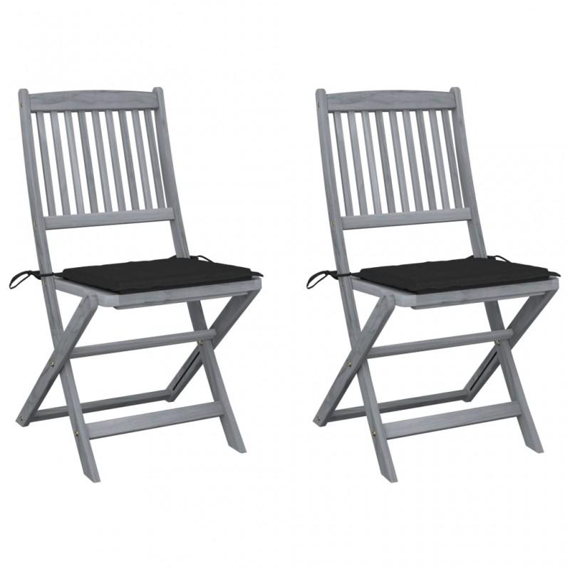 Day and Night - Day and Night Folding Garden Chairs 2 Pcs Cushions Solid Acacia Wood