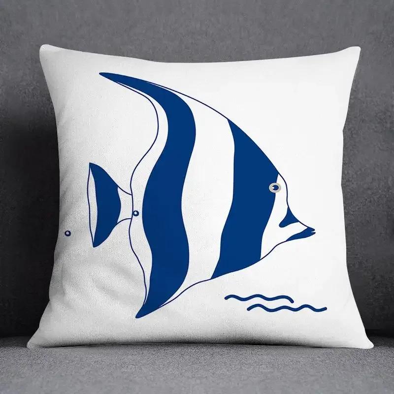Blue Sailor Mermaid Marine Home Decor Pillowcase Square   Office  Cushion Cover