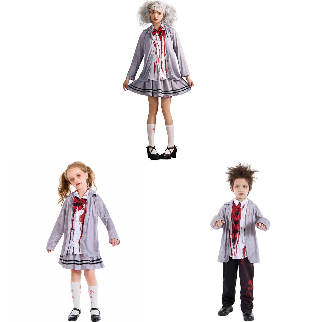 Costume da Bambina Zombie di Halloween con Pizzo e Rete per Bambini