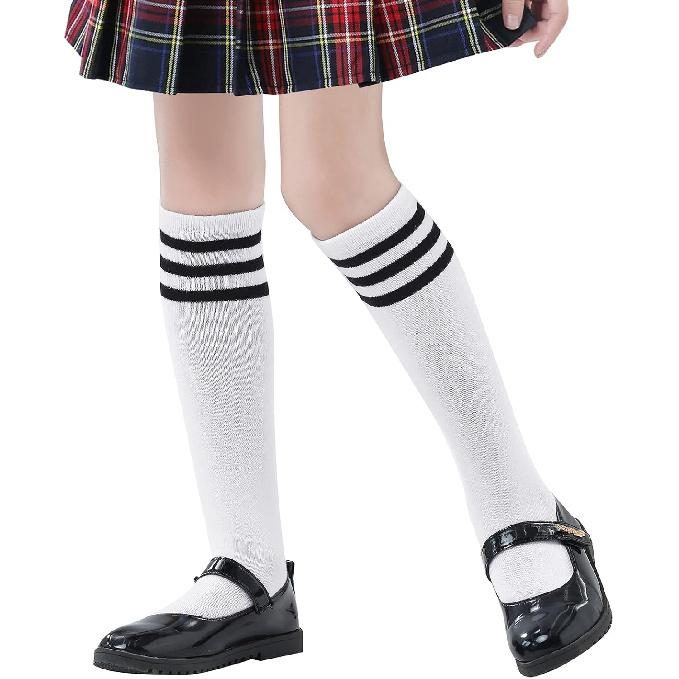 Американские тренды Детские носки до колена Однотонные Спортивные Футбольные Носки в полоску Гольфы для ребенка Мальчиков Девочек 1 пара Бело-черные