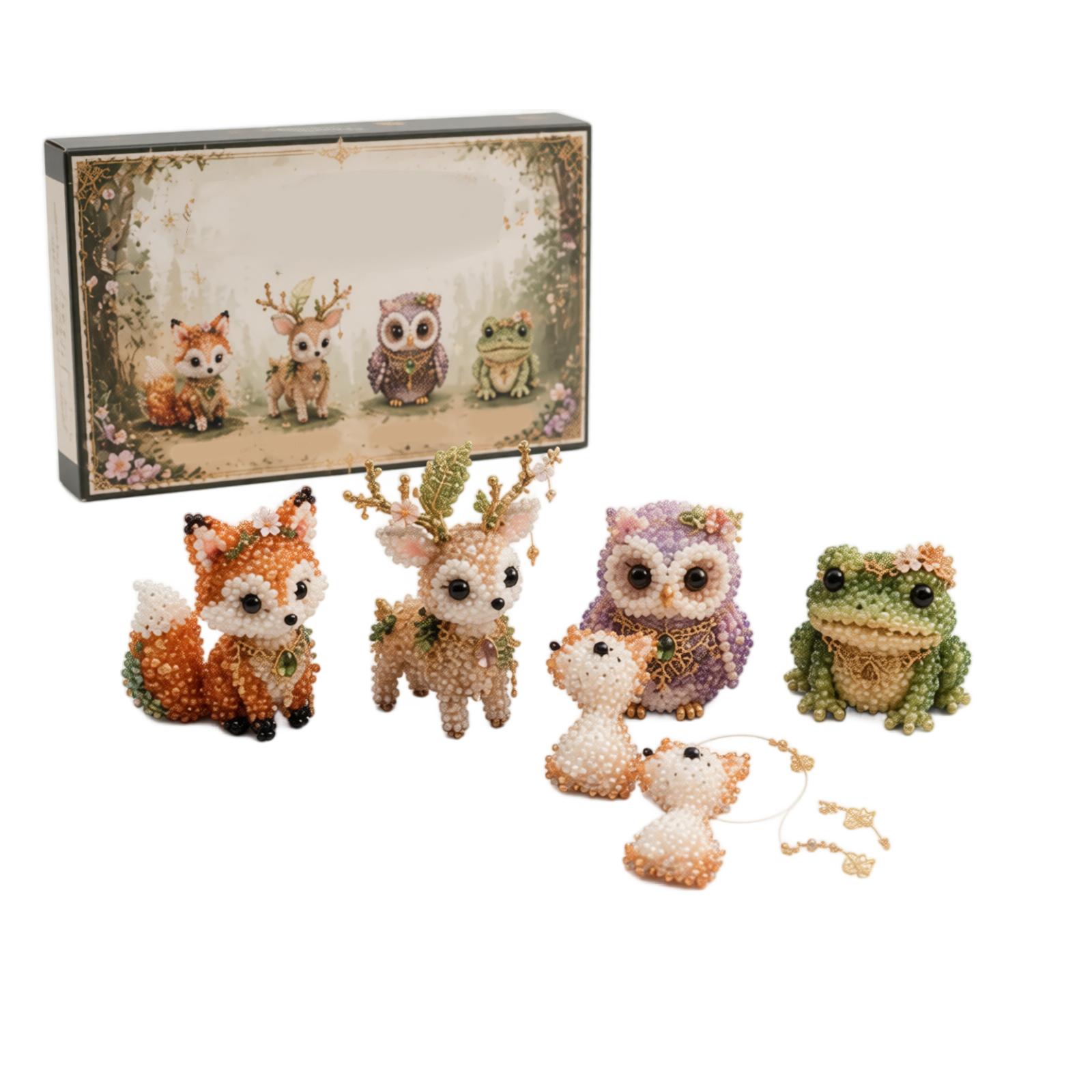 Jungle Deer Fox Owl Frog Bead Kit 6cm DIY Animal Craft Set for Handmade Assembly and Decorative Projects One Size