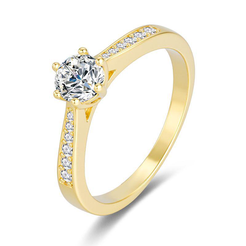 925 Sterling Silver D Color Moissanite Six-Prong Crown Engagement Ring - Perfect Gift for Her Size 7