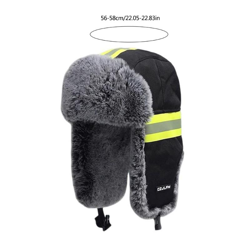 Reflektierende Winter-Trappermütze zum Radfahren Hohe Sichtbarkeit Warm Thermisch Fellige Ohrenklappen Mützen mit Abnehmbarer Brille