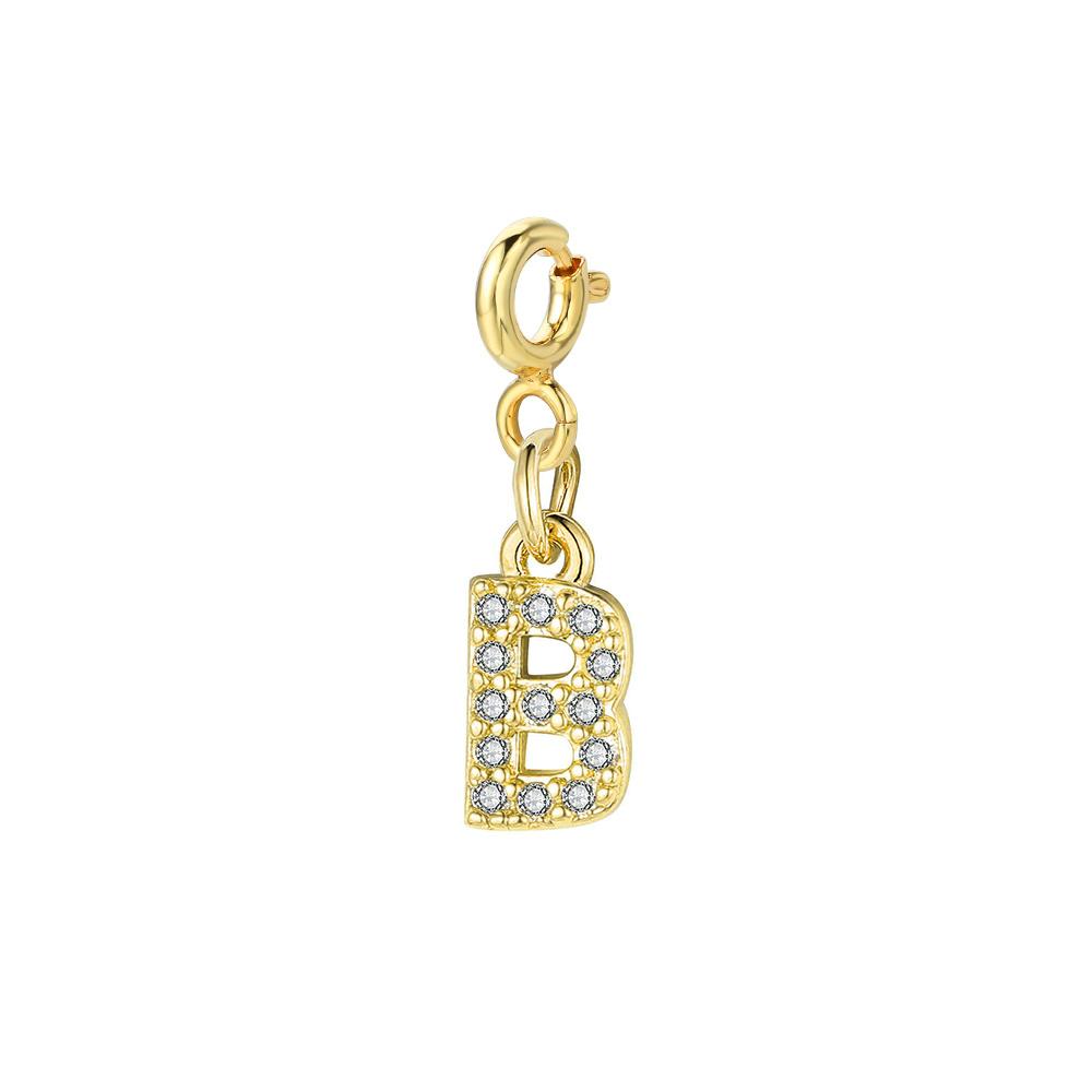 Trendy Gold Color Micro-inserts Zircon Alphabet Charm DIY Making Letter Pendant Necklace Bracelet Accessories Fashion Jewelry