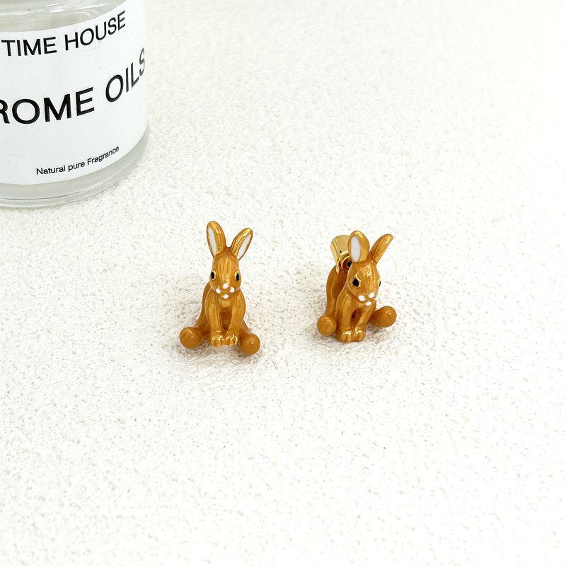 Sweet Rabbit Shape Drip Glaze Stud Earrings Necklace Earrings Women