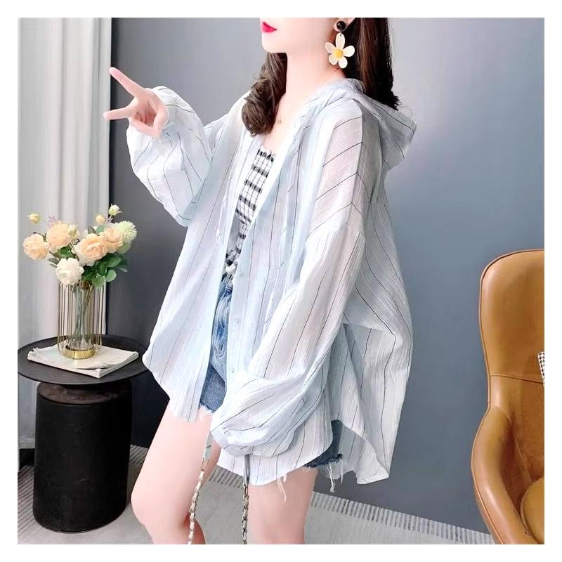 

Худи Горячая Распродажа Удобные Универсальные Модные Женские Свободные Полосатые Рубашки Повседневные Свободные Горячо Продаваемые Топы Длинный Рукав S светло-синий