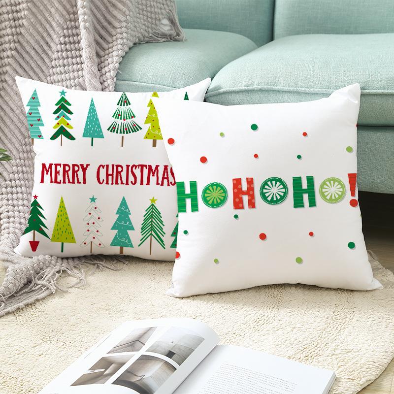 Home Products Christmas Cushion Cover Cartoon Letter Print Peach Skin Cushion Cover