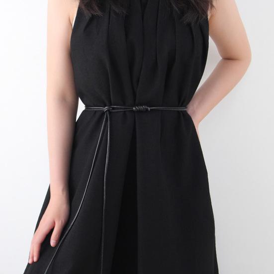 Imitation Leather Women Belt Versatile Solid Color Knotted Design Adjustable Waist Belt Shirt Dress Tops Accessories