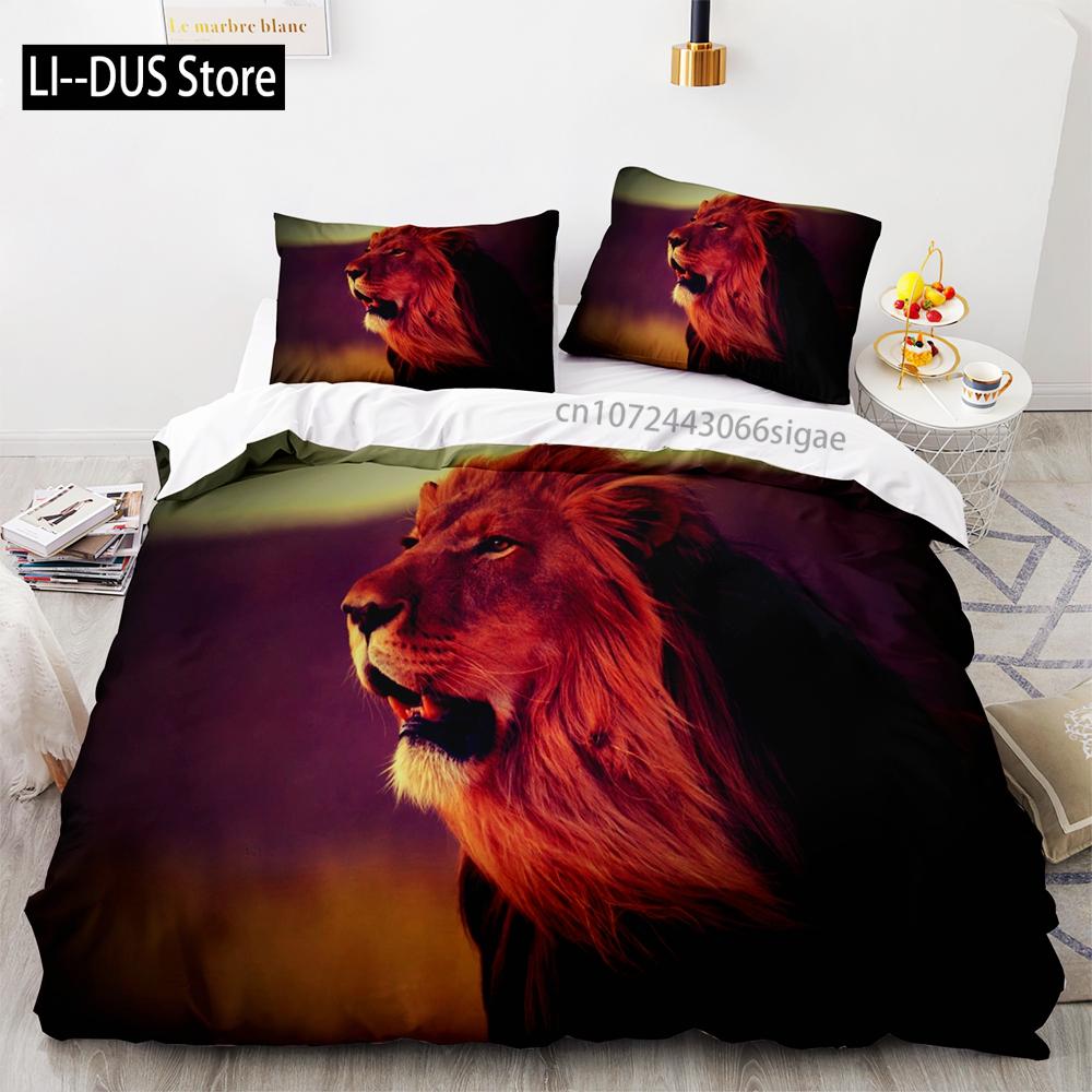 Beast lion Bedding Set Single Twin Full Queen King Size Animal Bed Set Aldult Kid Bedroom Duvetcover Sets 3D Print 036
