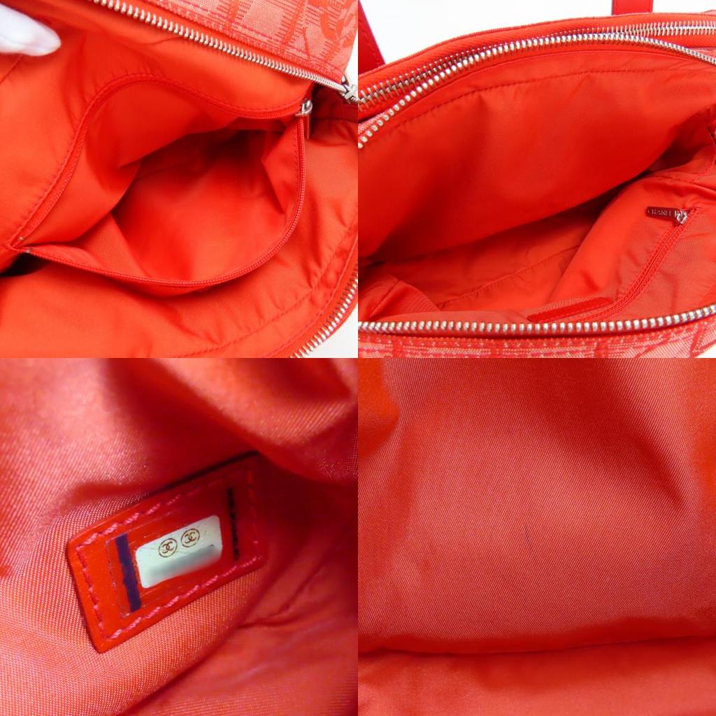 Used CHANEL Handbag New Travel Line COCO Mark Jacquard Nylon/leather Red Shoulder