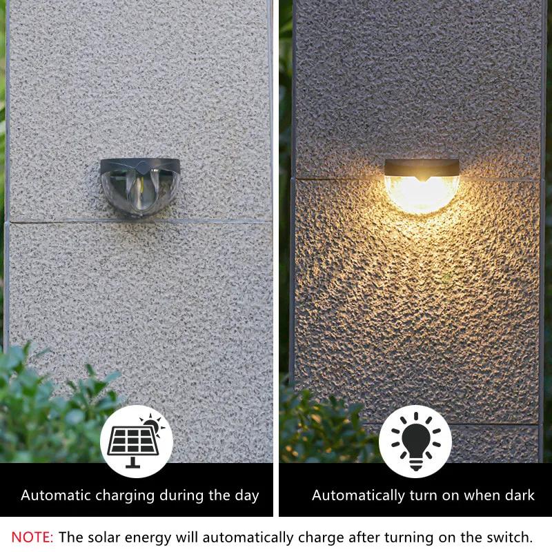 IP65 LED Solar Wall Lights Outdoor Waterproof Yard Solar Lights Corrugated Lamp For Fence Terrace Garden Path Decorative Lights