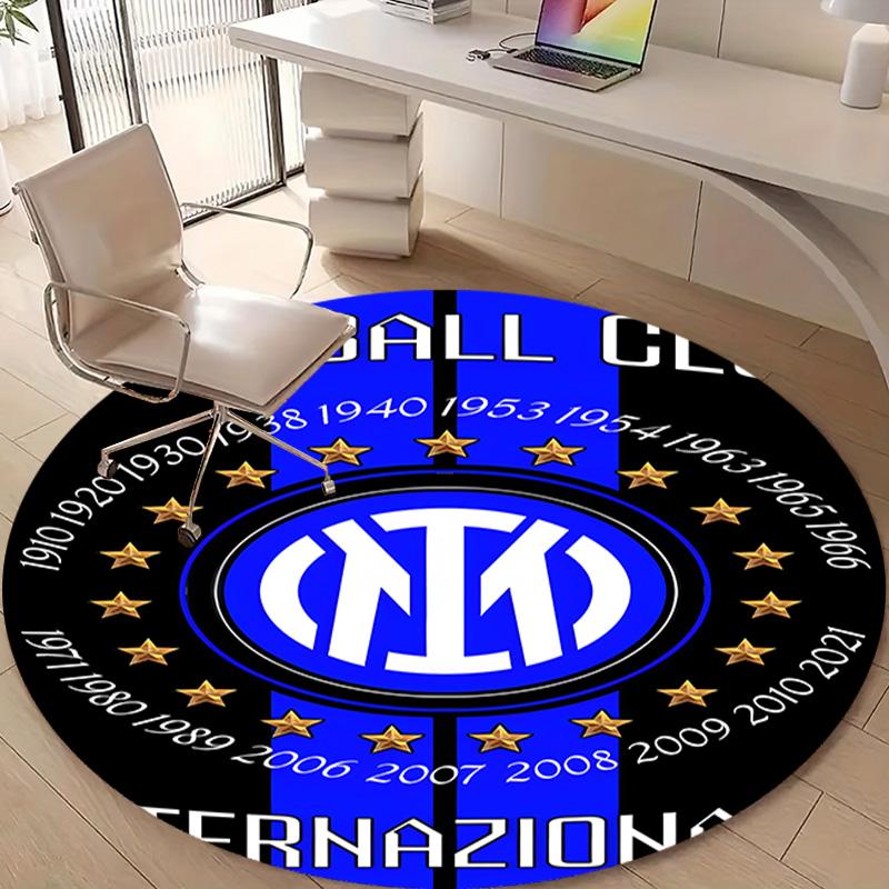 1pc I-Internazionale Milano Print Round Carpet Chair Round Carpet Suitable for Bedroom Living Room Home Decorative Carpet
