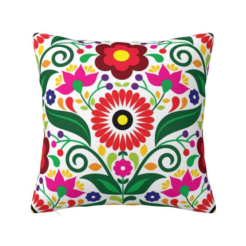 

Colourful Flowers Polish Floral Pattern Cushion Cover 40x40 Cm Velvet Polyester Throw Pillow Case For Sofa Home Decor Pillowcase 30x30cm 12x12in