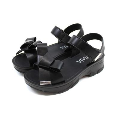Soft Platform Sandals for Ribbon Sports Sports L [Vivian] Women, Sandals, Sandals, V31042SM, Black, (24.0-24.5)