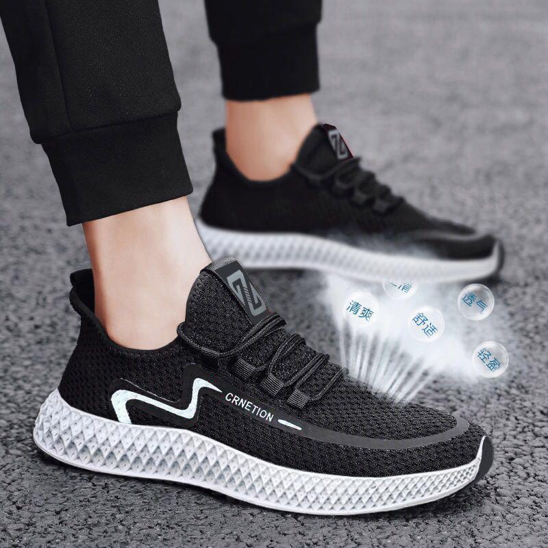 Round head mesh casual shoes men's front lace-up sports style casual shoes breathable low heel mesh shoes men's sports single shoes